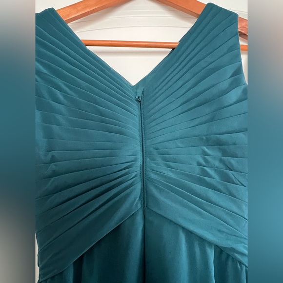 Azazie Flora Ink Blue A-Line Pleated Chiffon Dress - Picture 6 of 10